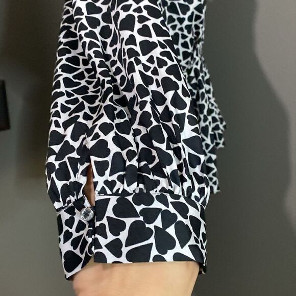 ASOS River Island 3/4 Length Long Sleeves Hearts Peplum Blouse - Picture 10 of 16